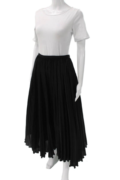 Les Copains Women Flare Pleated Maxi Skirt Black 100% Polyester Long Size 42