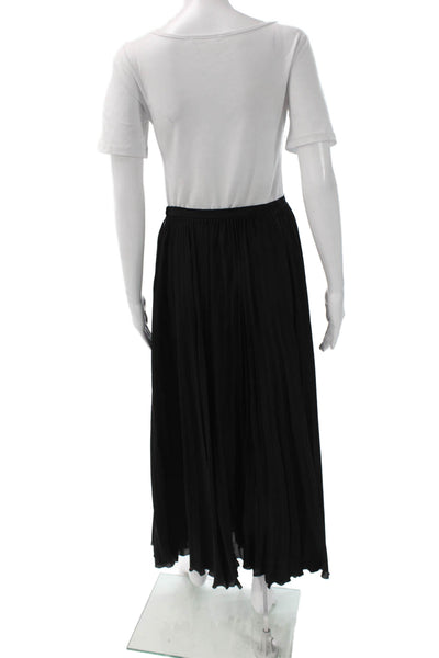 Les Copains Women Flare Pleated Maxi Skirt Black 100% Polyester Long Size 42