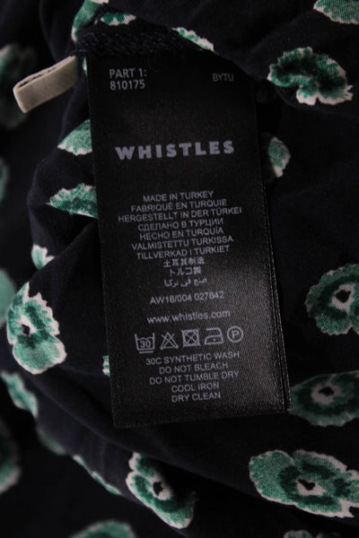 Whistles Womens Shirt Dress Floral Black V-Neck Button Short Sleeve Size 6