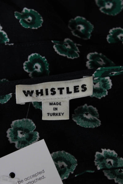 Whistles Womens Shirt Dress Floral Black V-Neck Button Short Sleeve Size 6