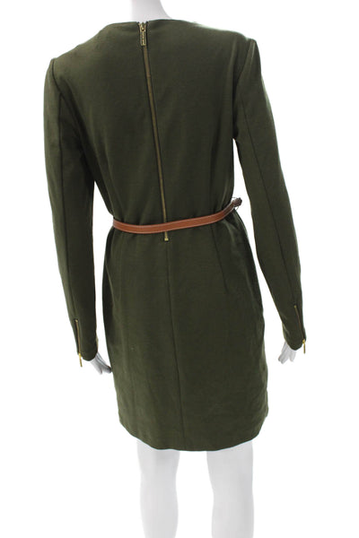 Michael Michael Kors Women Sheath Dress Green Long Sleeve Size S