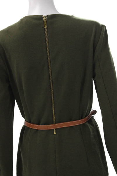 Michael Michael Kors Women Sheath Dress Green Long Sleeve Size S
