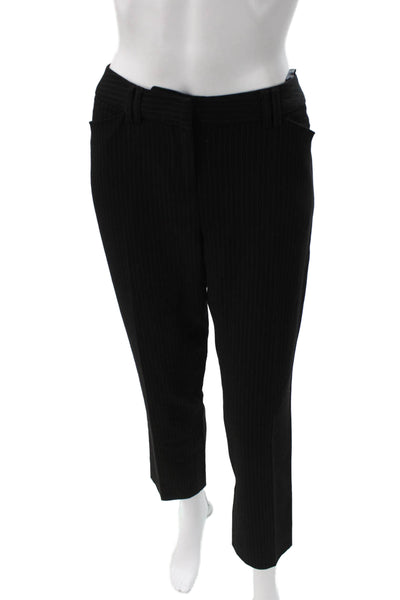 Amanda+Chelsea Women Striped Ankle Cropped Dress Pants Black Wool Blend Size 6