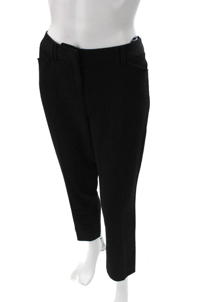 Amanda+Chelsea Women Striped Ankle Cropped Dress Pants Black Wool Blend Size 6