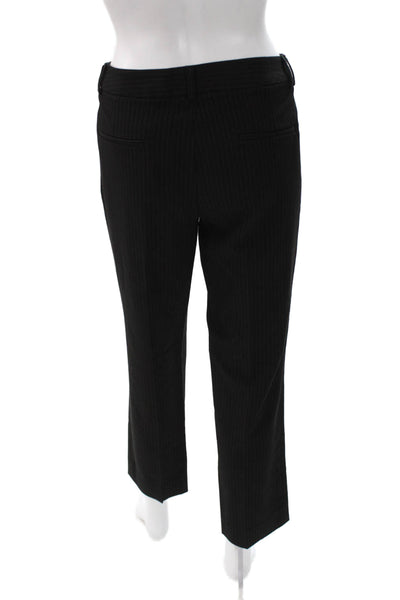 Amanda+Chelsea Women Striped Ankle Cropped Dress Pants Black Wool Blend Size 6