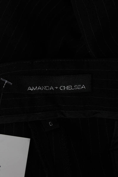 Amanda+Chelsea Women Striped Ankle Cropped Dress Pants Black Wool Blend Size 6