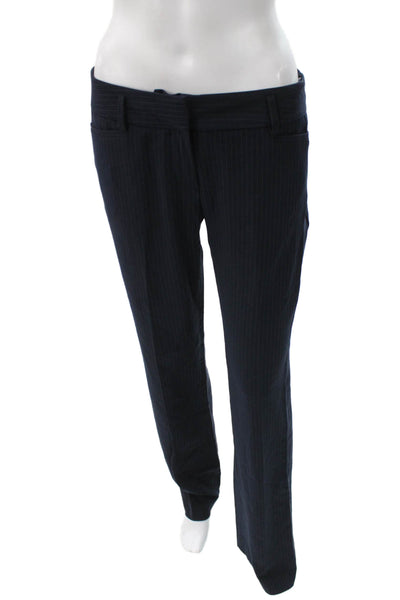 Amanda + Chelsea Women Dress Pants Dark Blue Striped Cotton Polyester Size 4