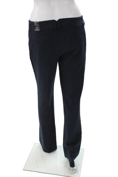 Amanda + Chelsea Women Dress Pants Dark Blue Striped Cotton Polyester Size 4
