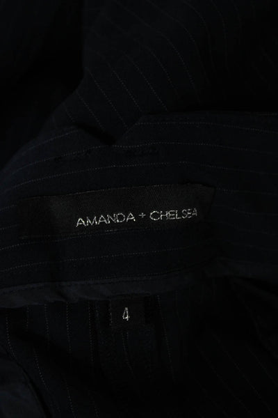 Amanda + Chelsea Women Dress Pants Dark Blue Striped Cotton Polyester Size 4