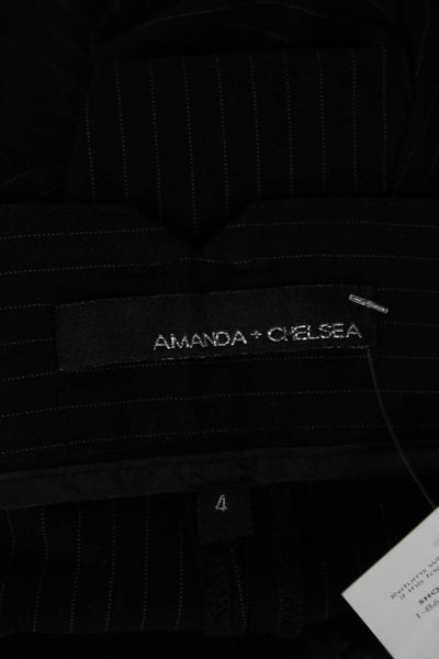 Amanda + Chelsea Women Black Striped Dress Pants Size 4