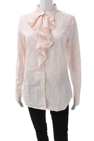 Banana Republic Womens Pink Striped Collared Button-Up Blouse Size 8