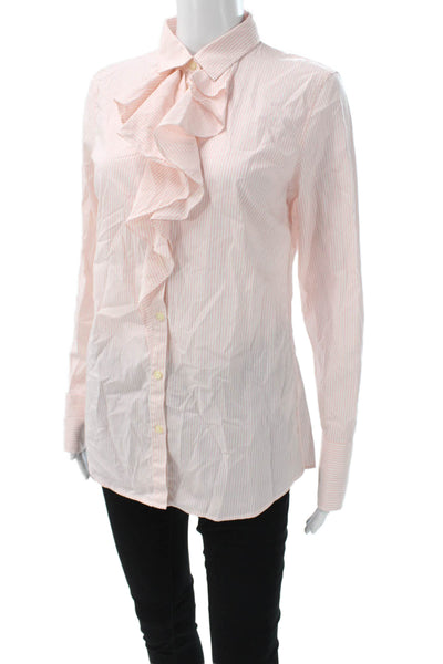 Banana Republic Womens Pink Striped Collared Button-Up Blouse Size 8