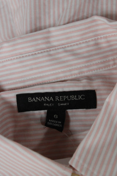Banana Republic Womens Pink Striped Collared Button-Up Blouse Size 8