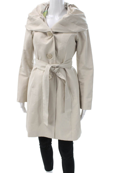 Tahari Women Trench Coat Beige Button Front Size S
