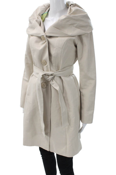 Tahari Women Trench Coat Beige Button Front Size S