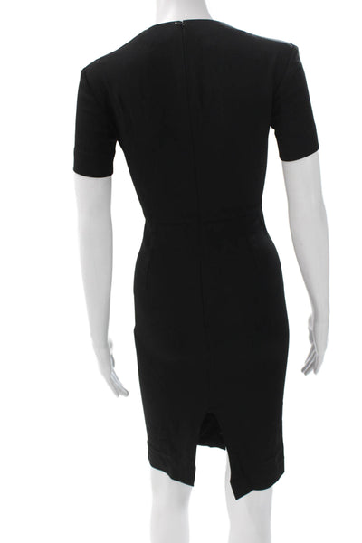 Stella McCartney Women Bodycon Dress Black V-Neck Cotton Short Sleeve Size 36
