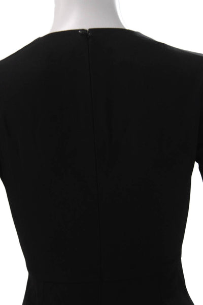 Stella McCartney Women Bodycon Dress Black V-Neck Cotton Short Sleeve Size 36