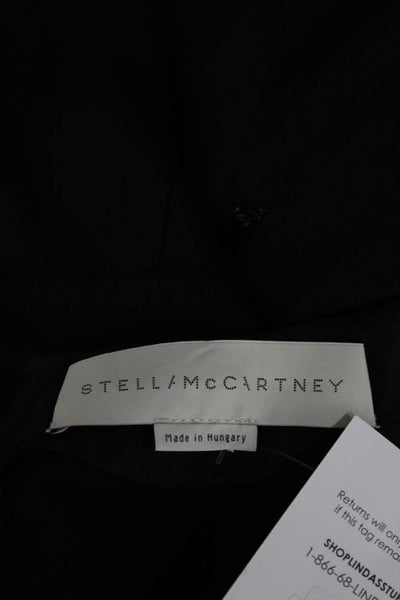Stella McCartney Women Bodycon Dress Black V-Neck Cotton Short Sleeve Size 36