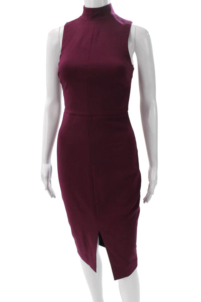 Likely Womens Bodycon Sheath Dress Purple Mockneck Sleeveless Zip Size 0