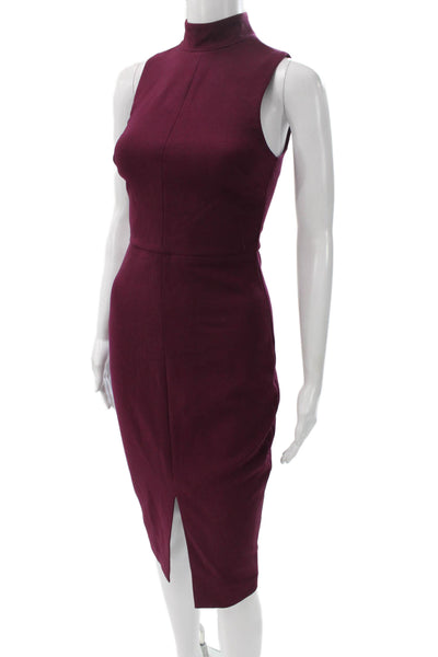 Likely Womens Bodycon Sheath Dress Purple Mockneck Sleeveless Zip Size 0
