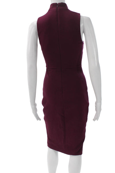 Likely Womens Bodycon Sheath Dress Purple Mockneck Sleeveless Zip Size 0