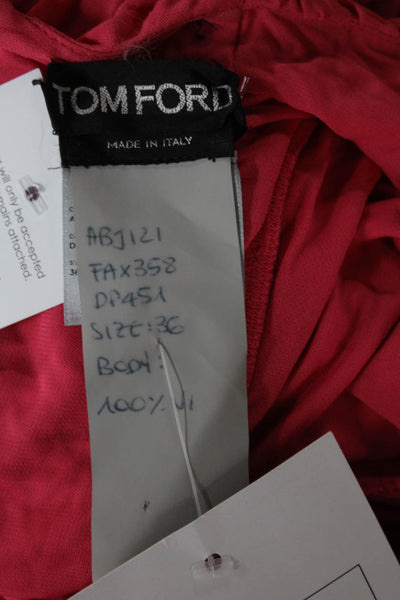 Tom Ford Women Bodycon Linen Red Long Sleeve Crew Neck Dress Mid-Calf Size 36