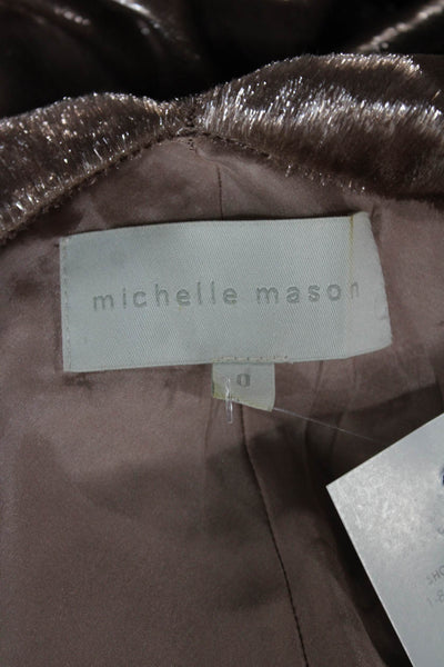 Michelle Mason Womens Brown Linen V-Neck Sleeveless Maxi Slip Dress Size 0