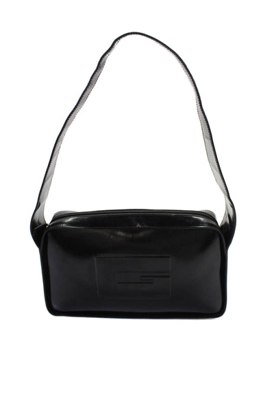 Gucci Womens Patent Leather Zipper Closure Satchel Shoulder Handbag Black