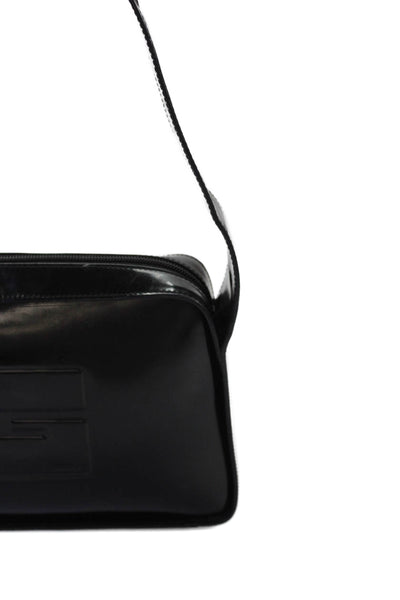 Gucci Womens Patent Leather Zipper Closure Satchel Shoulder Handbag Black