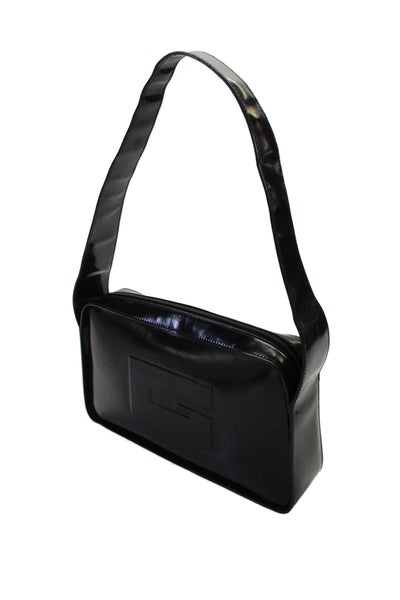 Gucci Womens Patent Leather Zipper Closure Satchel Shoulder Handbag Black