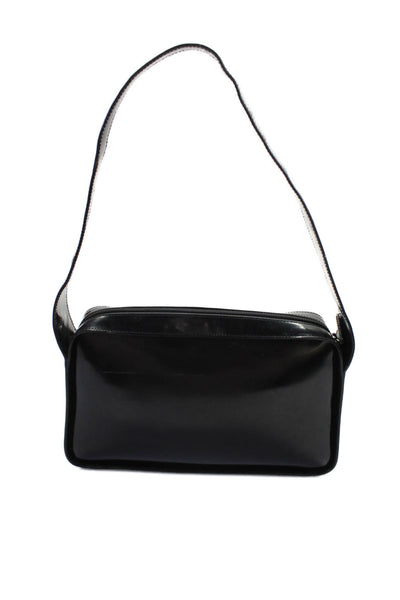 Gucci Womens Patent Leather Zipper Closure Satchel Shoulder Handbag Black