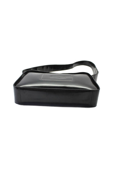 Gucci Womens Patent Leather Zipper Closure Satchel Shoulder Handbag Black