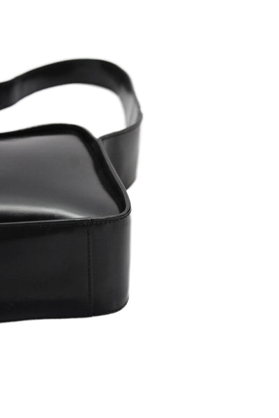 Gucci Womens Patent Leather Zipper Closure Satchel Shoulder Handbag Black