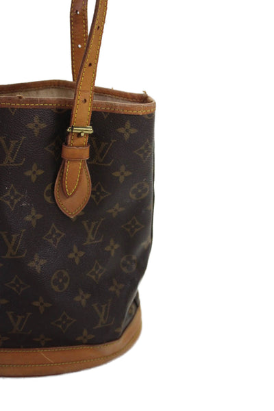 Louis Vuitton Womens Monogram Coated Canvas Gold Tone Shoulder Handbag Brown