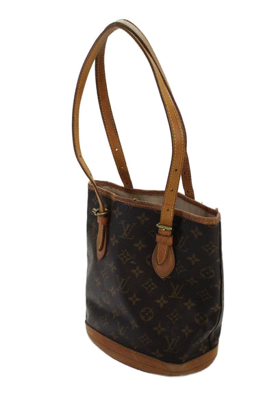 Louis Vuitton Womens Monogram Coated Canvas Gold Tone Shoulder Handbag Brown