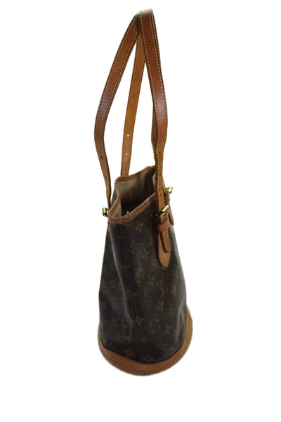 Louis Vuitton Womens Monogram Coated Canvas Gold Tone Shoulder Handbag Brown