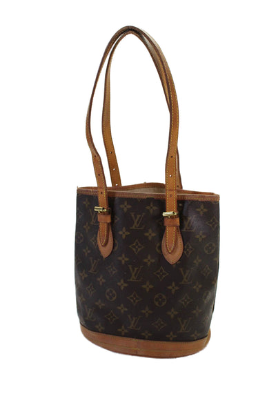 Louis Vuitton Womens Monogram Coated Canvas Gold Tone Shoulder Handbag Brown