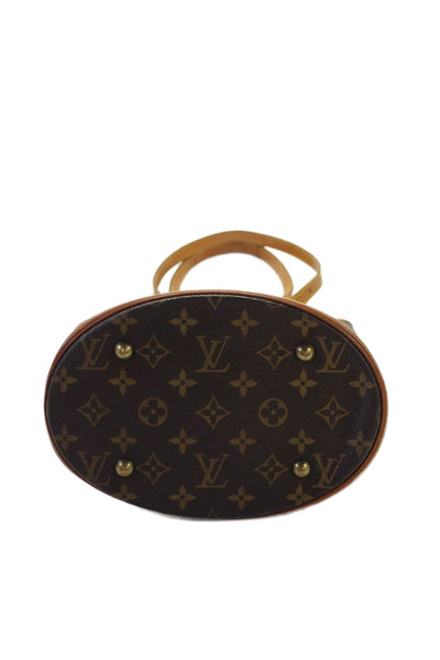 Louis Vuitton Womens Monogram Coated Canvas Gold Tone Shoulder Handbag Brown