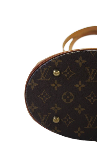 Louis Vuitton Womens Monogram Coated Canvas Gold Tone Shoulder Handbag Brown
