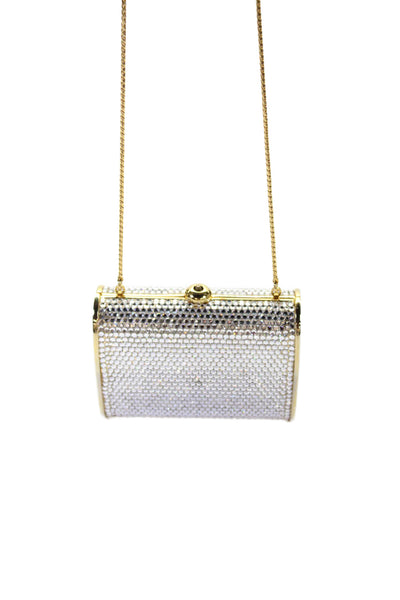 Judith Leiber Womens Jeweled Crossbody Shoulder Handbag Silver Gold