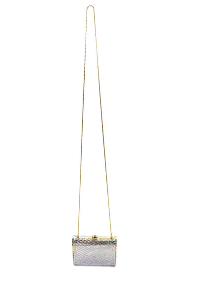 Judith Leiber Womens Jeweled Crossbody Shoulder Handbag Silver Gold