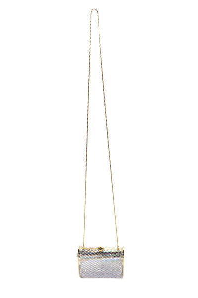 Judith Leiber Womens Jeweled Crossbody Shoulder Handbag Silver Gold