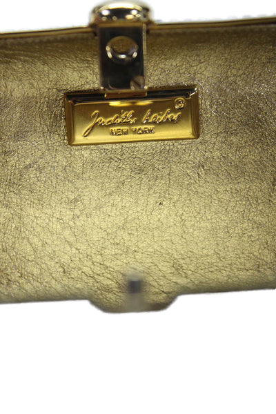 Judith Leiber Womens Jeweled Crossbody Shoulder Handbag Silver Gold