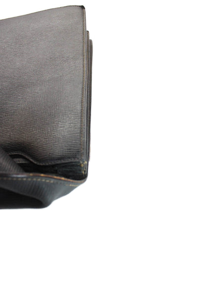 Dunhill Mens Leather Gold Tone Push Lock Briefcase Black