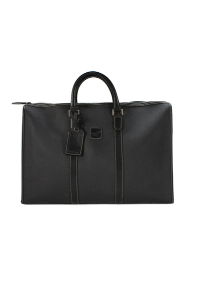 Dunhill Womens Leather Zipper Closure Large Shoulder Handbag Black