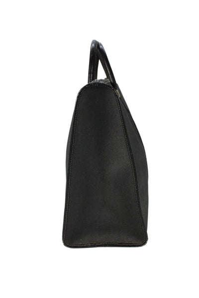 Dunhill Womens Leather Zipper Closure Large Shoulder Handbag Black