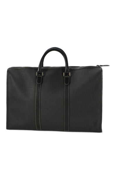 Dunhill Womens Leather Zipper Closure Large Shoulder Handbag Black