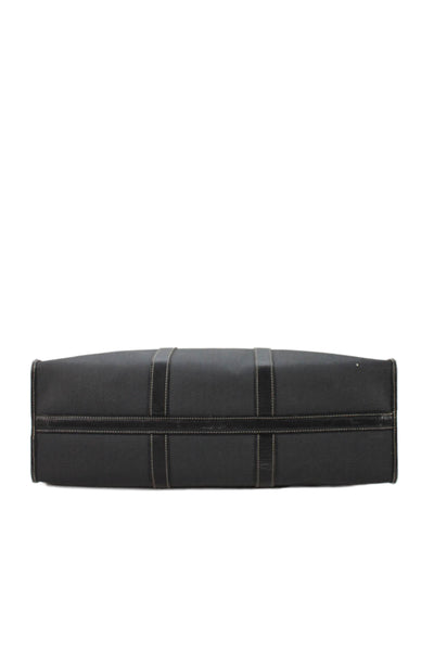 Dunhill Womens Leather Zipper Closure Large Shoulder Handbag Black