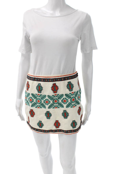 Zara Woman Womens Mini Geometric Cotton Skirt White Size XS
