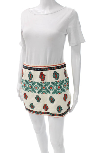 Zara Woman Womens Mini Geometric Cotton Skirt White Size XS